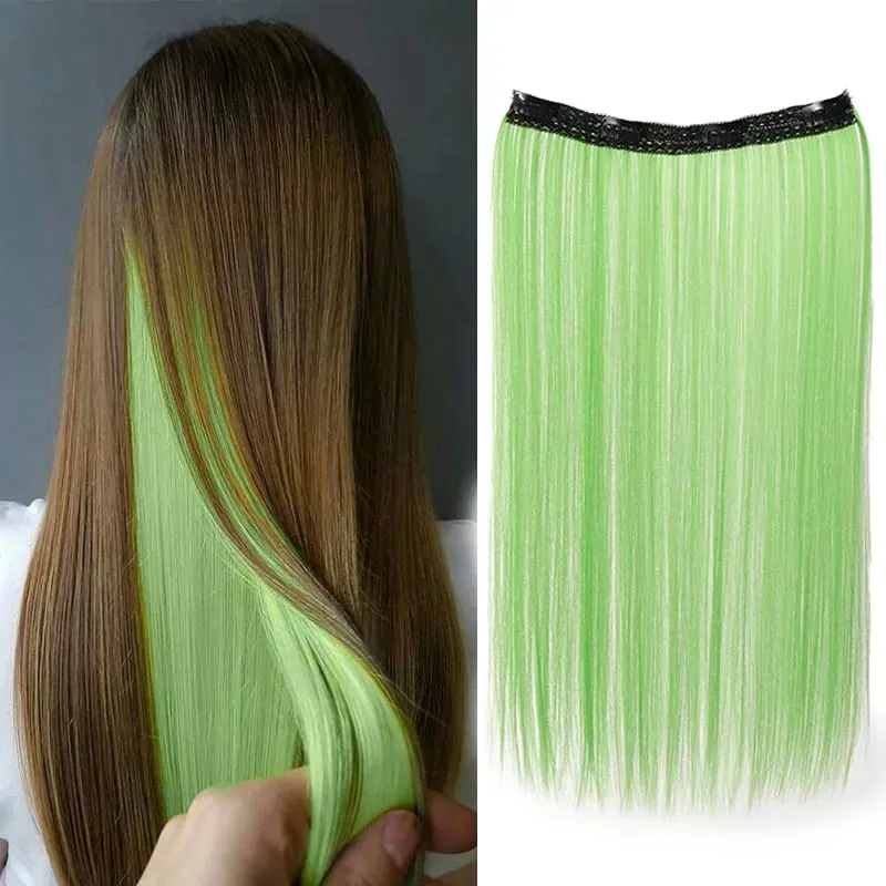 20inch Hair extensions Wig Hair Clips Hair piece Synthetic Straight Hair Extensions with 4clips for Women Halloween Party