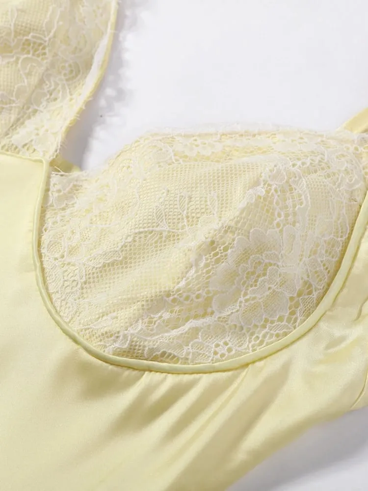 Elegante feminino rendas retalhos vestido fino sem costas cinta de espaguete vestidos femininos 2026 primavera verão chique senhora praia robe — image 6