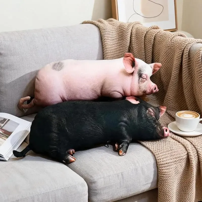 3D Pig Fyld Pude Blød Vaskbar Hudvenlig Stof Plys Pude til Sofa Soveværelse Bilstøtte — image 7