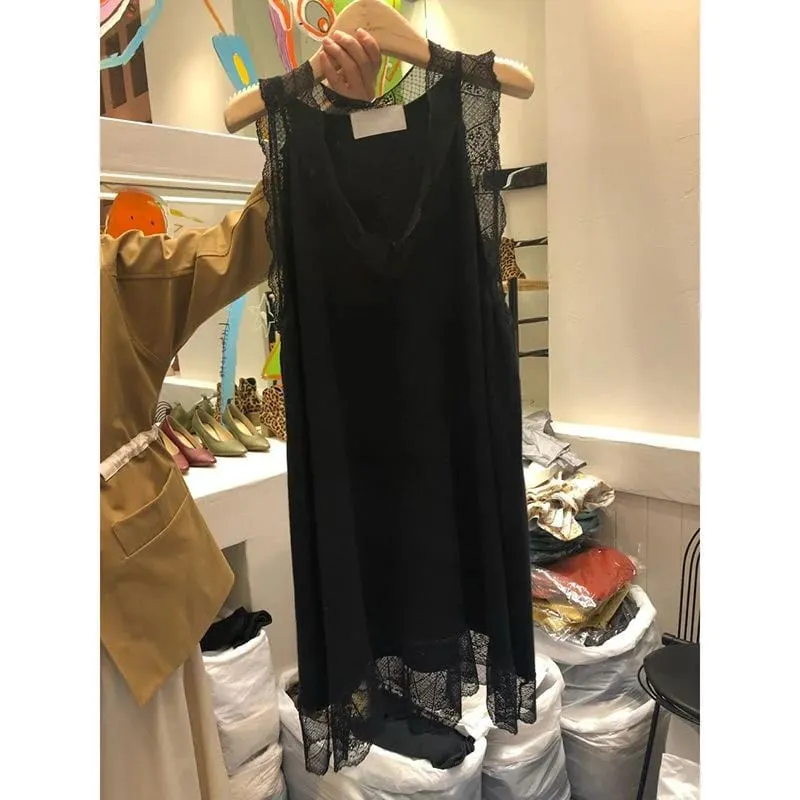 Elegant plus Size Summer Dress with Wood Grain Sleeveless Vest Style A-Line Midi Dress for Plump Women Korean Style — image 7