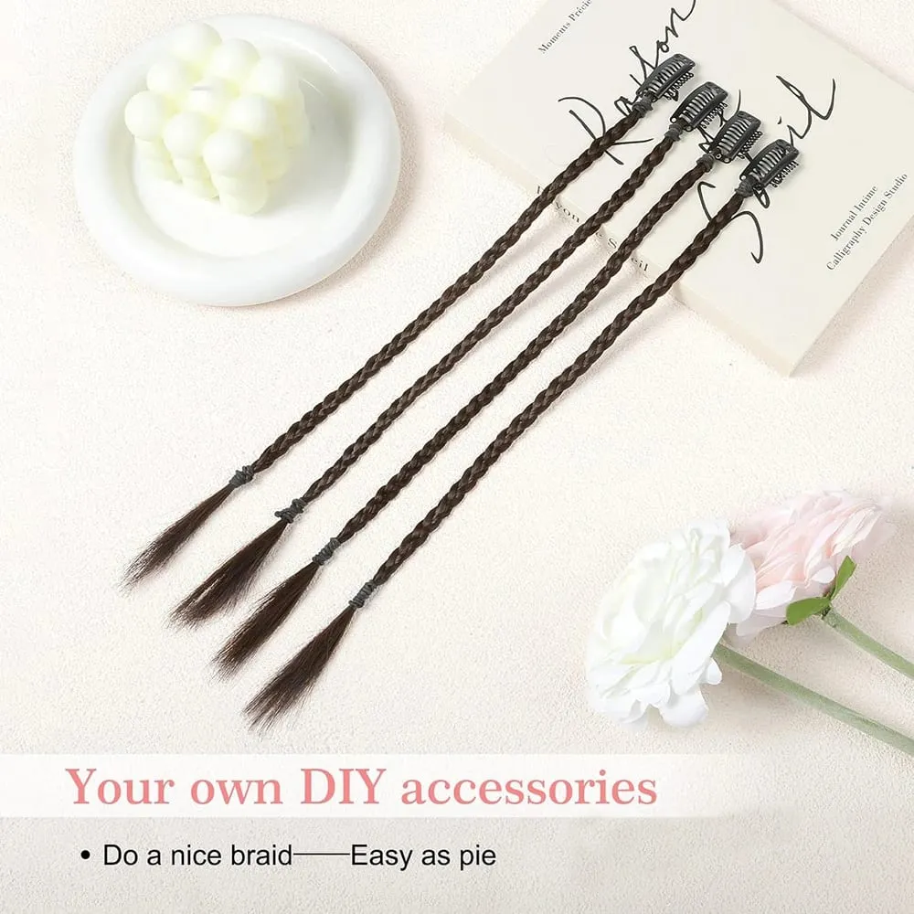 4pcs 20"Long Synthetic Clip-In Box Braid Hairpiece Extension Boho Hairstyle High-Temperature Fiber Daily Costume Party K-POP — image 4