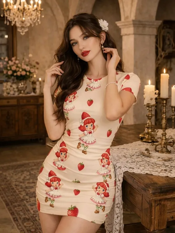 Womens Short Sleeve Bodycon Mini Dress Slim Fit Crew Neck Floral Print Casual Summer Party Cute Trendy Elegant Vacation Sundress — image 15