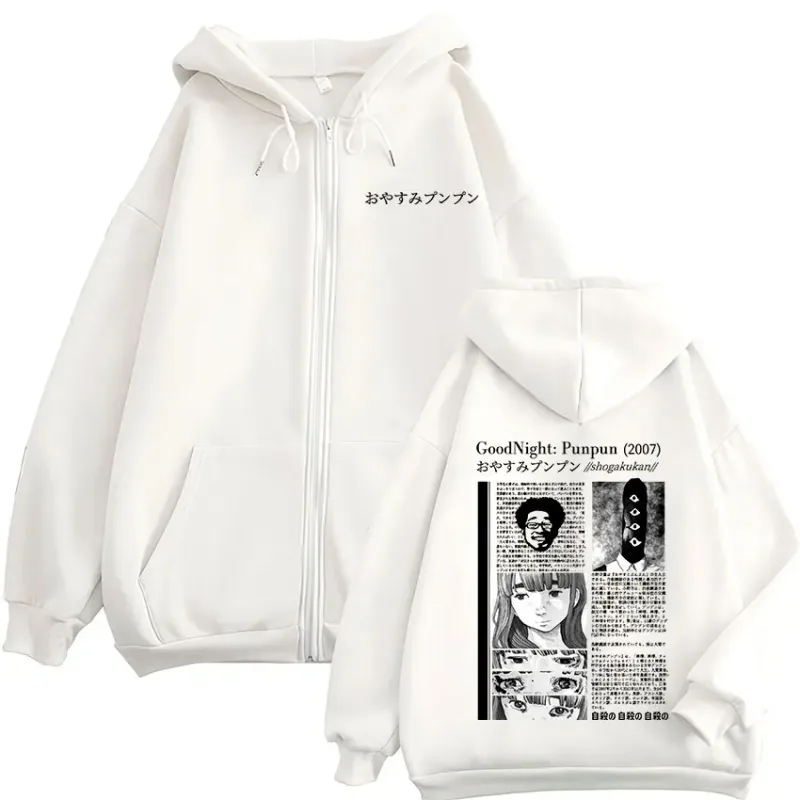 Oyasumi Goodnight Punpun Aiko Tanaka Manga Zipper Hoodies Men Women Clothing Fashion Oversized Zip Up Hooded Sweatshirts Jackets — image 3