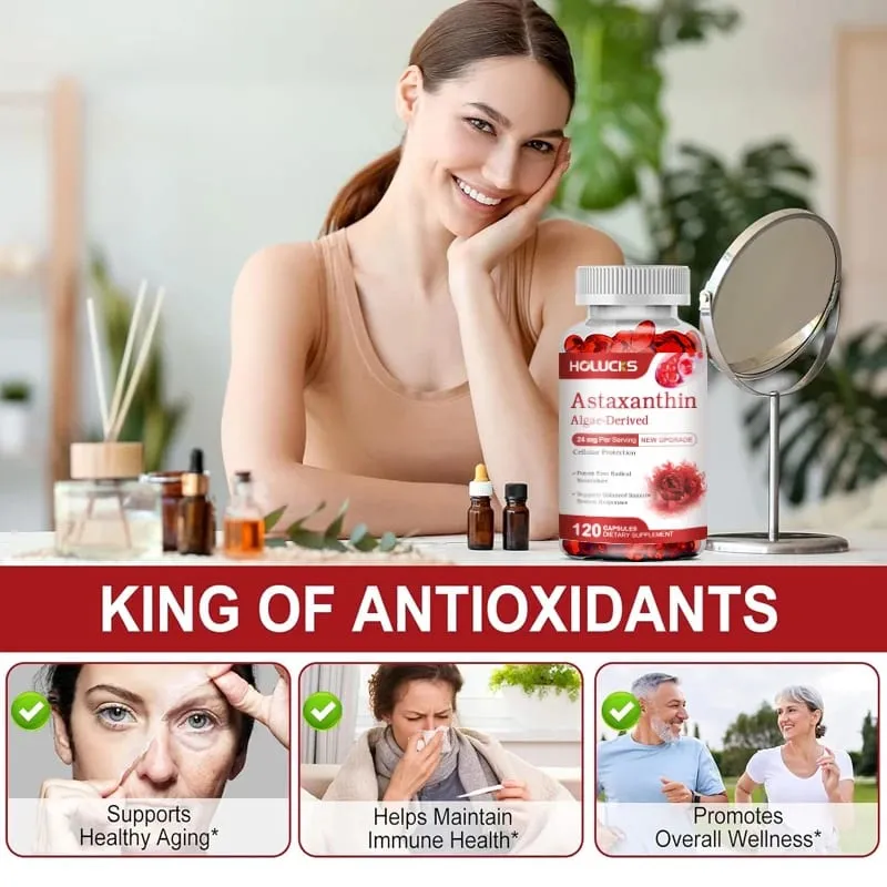 Astaxanthin Capsules with Algae Extract & Antioxidants Support Eye Health Joint Comfort & Immune Balance