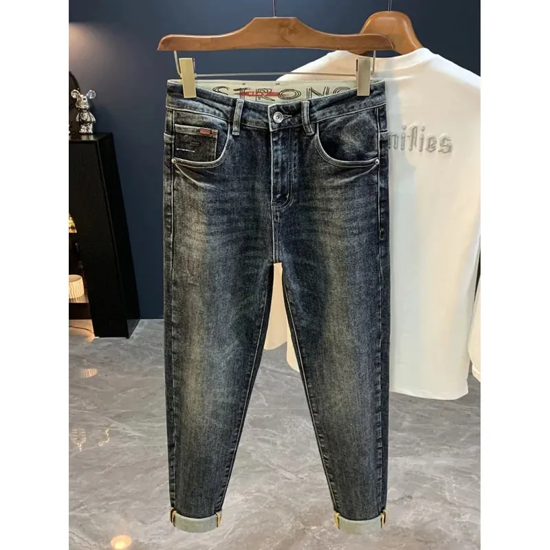 2025 New Micro Haren Conical Jeans for Men's Autumn Trendy Versatile Casual Elastic Loose Small Legged Pants