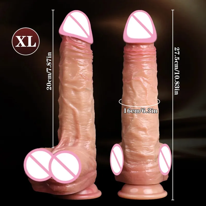 Makatotohanang Dildos Skin Sliding Foreskin Testicles Dildo para sa Babae Masturbesyon Anal Vaginal Stimulation Strapon Silicone Sex Toys — image 10