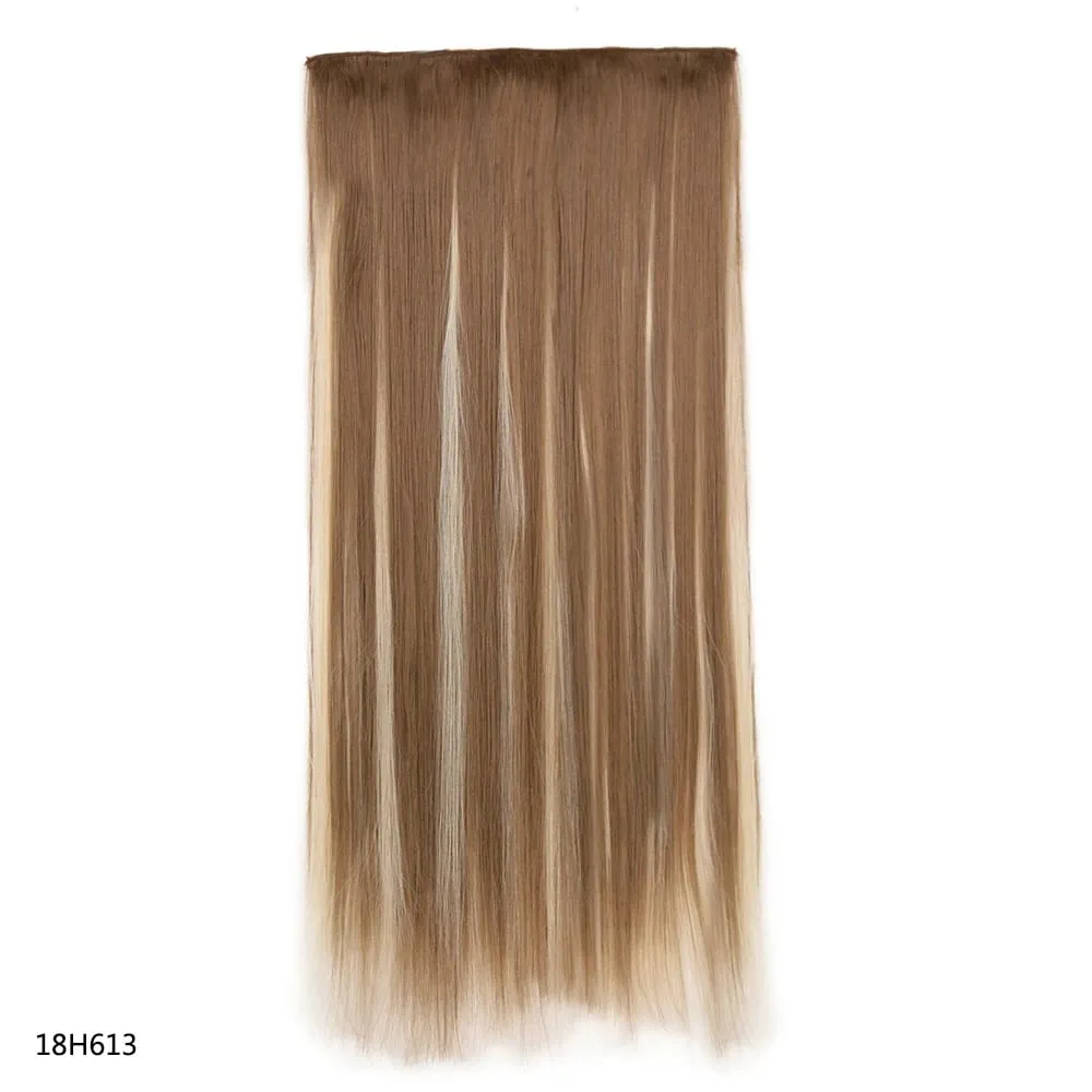 Syntetické prodloužení vlasů jednodílné s klipem 5Clips v dlouhé rovné vlasy blond pro ženy každodenní použití — image 13