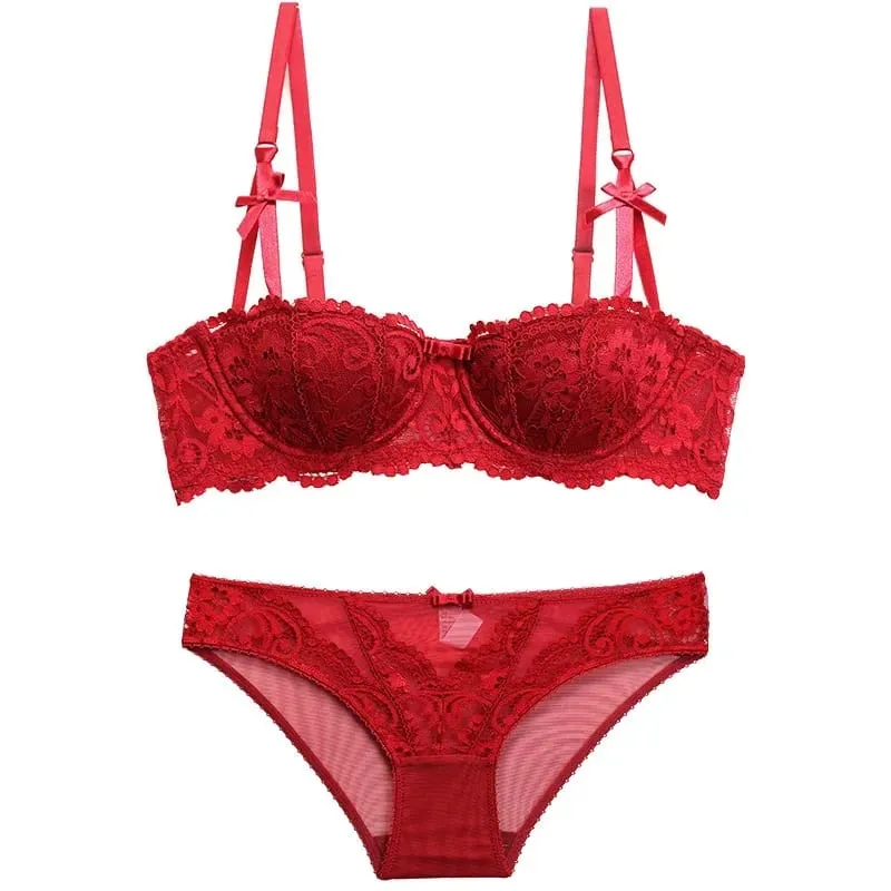 Sexy Bra Set Women Lace Push Up Seamless Bra Lingerie Set Daily Underwear Bra and Panty Set — image 2