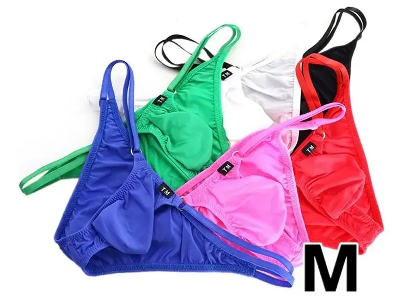 Men Adjustable Metal O-Ring Double Thin Strap Bikini Briefs Low Rise Silky Ice Silk 3D U Convex Pouch Sexy Male Underwear — image 20
