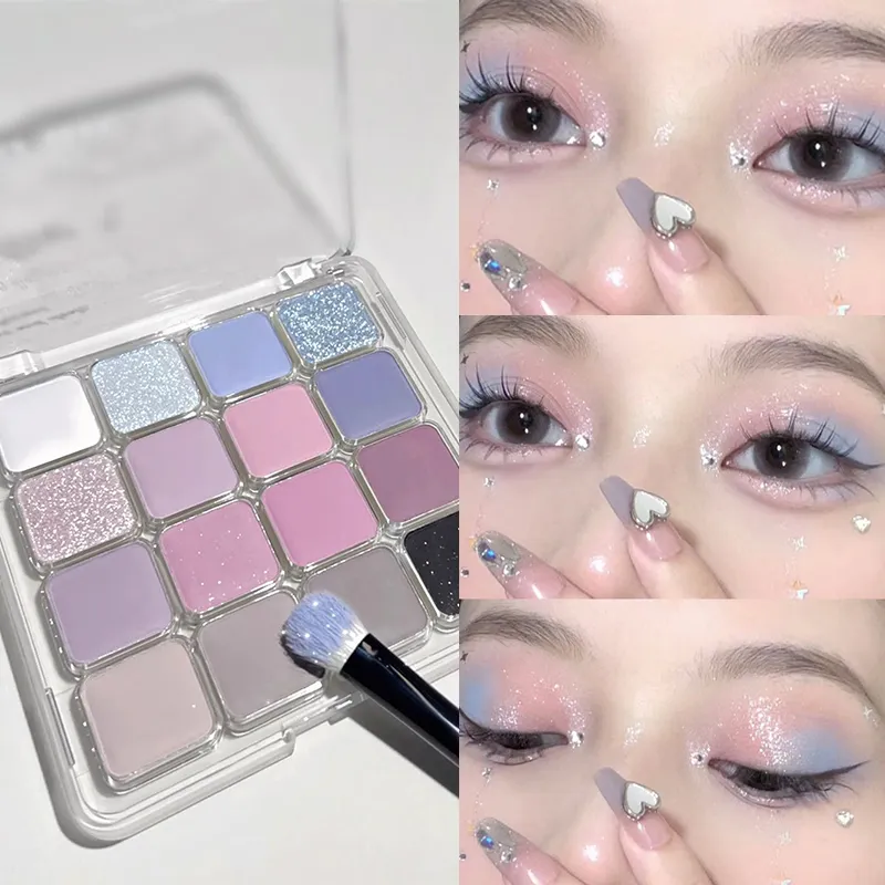16 Color Eyeshadow Palette Matte Low Saturation Waterproof Glitter Blue Eye Shadow Long Lasting Pink Eyes Makeup Korean Cosmetic — image 2