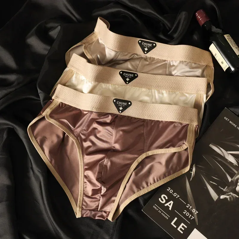 1/3PCS Panlalaking Briefs Ice Silk Satin-like Brief Panlalaking Panlalaki Summer Breathable Quick Drying Panty Sexy U Pouch Underwear — image 4