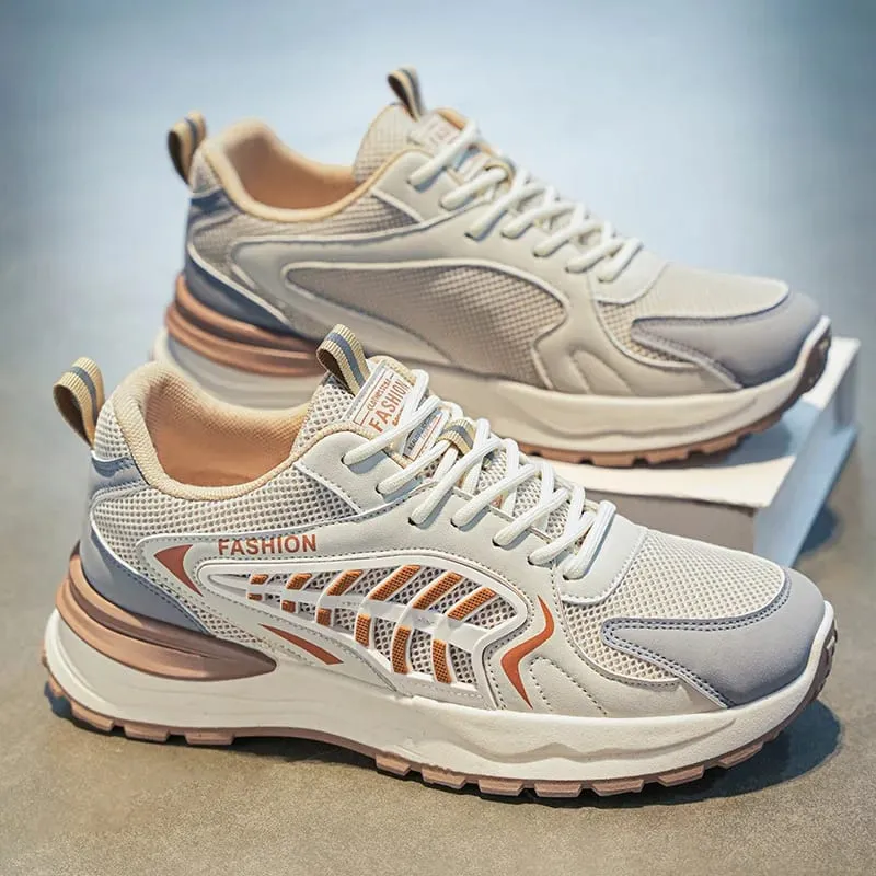 Spring Summer Men Sneakers Breathable Mesh Casual Shoes Platform Chunky Dad Footwear Lace Up Walking Running Shoes — image 8
