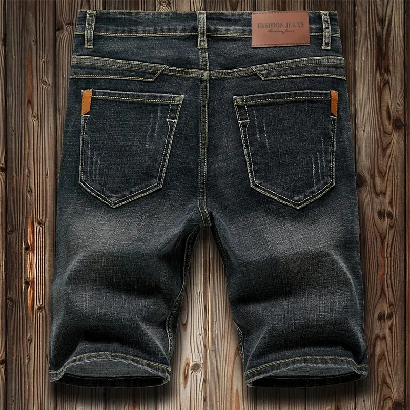 Summer Shorts Jeans Men Denim Pants Stretch Dark Blue Fashion Design Men's Jeans Slim Straight Male Short Jeans Hombre