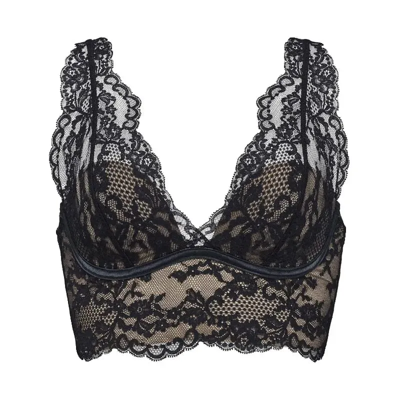 Women's French Lace Bralette Push Up Gathering No Underwire Backless Bra Sets Sheer Lingerie Outerwear Going Out Tops Size S- XL — image 2