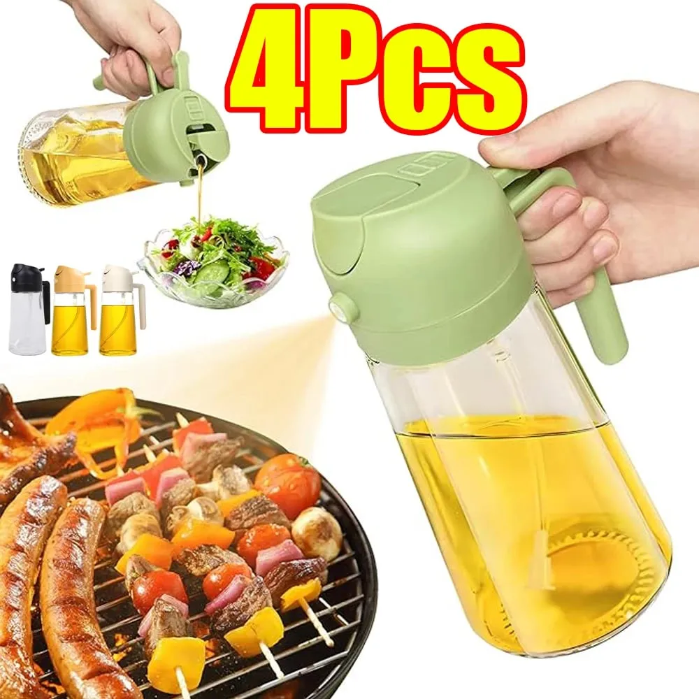 Pulvérisateur d'huile d'olive en plastique 500ml 2 en 1, 1 à 4 pièces, pulvérisateur d'huile de cuisson pour friteuse à Air de cuisine, cuisson de salade, grillades BBQ — image 1