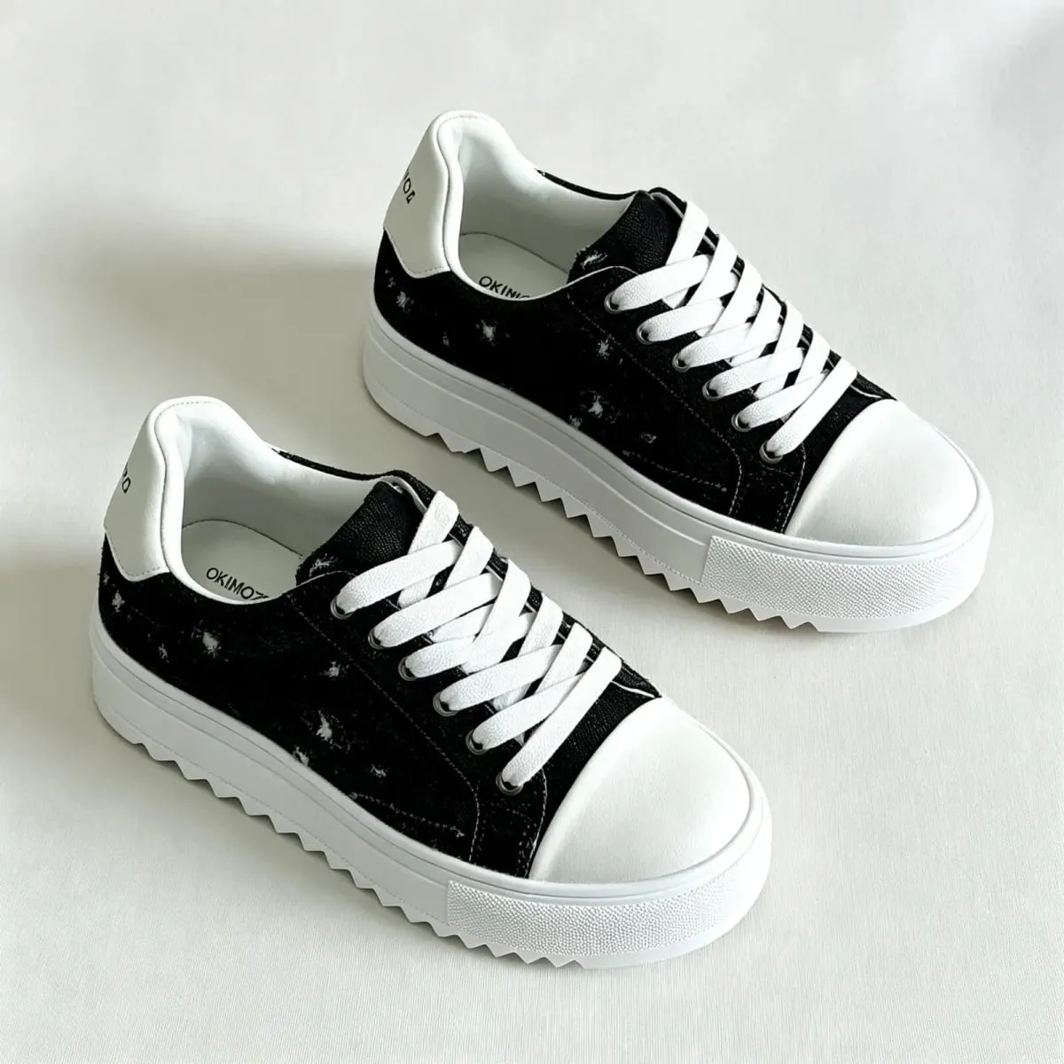 Okimoz Men Distressed Ripped Platform Canvas Sneakers Autumn Winter Low Top Lace Up Casual Campus Daily Skate Walking Shoes — image 3