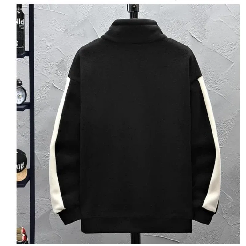 Men Clothing Autumn Winter Contrast Patchwork Thick Casual Hoodies Sweatshirts Long Sleeve Plus Size Fashion Tops Harajuku Trend — image 8