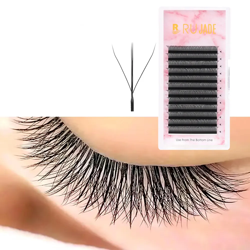 Lashrujade New W-Shaped 3D Fairy Lashes Extension Soft Eyelash Premade Volume Fans Eyelashes Black Brown 3D Spike Clover Lashes