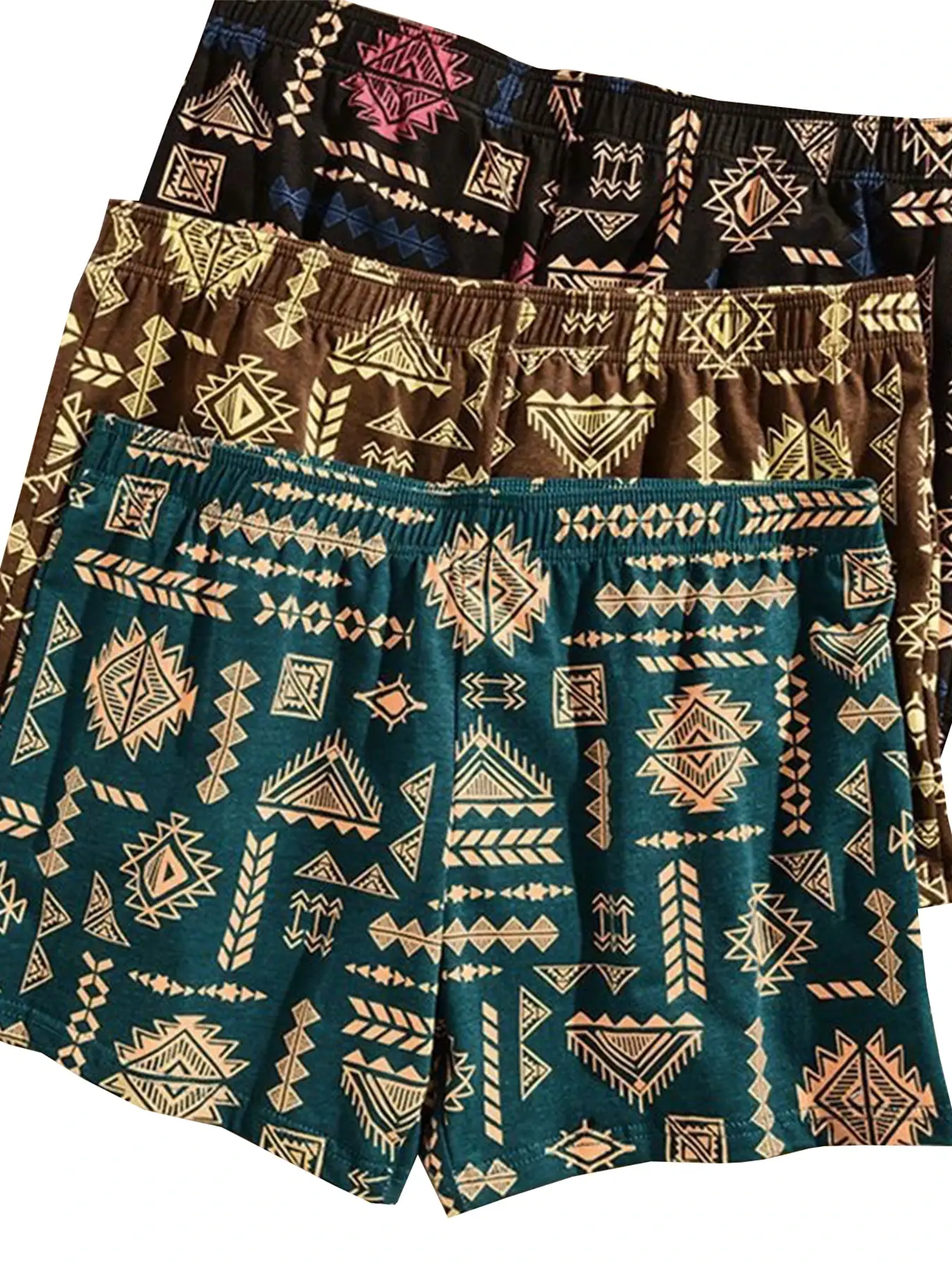 3PCS/SET Retro Ethnic Style Men's Underwear Print Men Boxer Shorts Aro Pants Trendy Casual Home New Breathable Men's Underpant