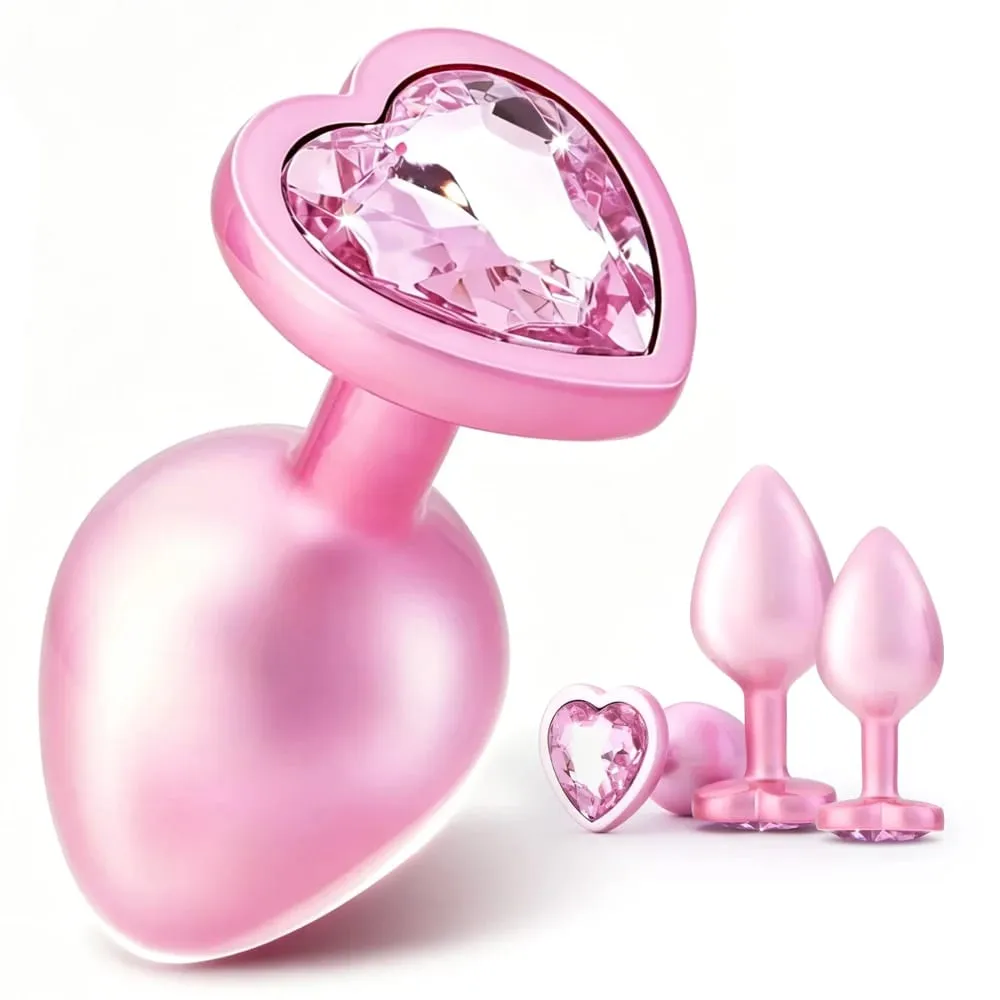 3 Sizes Crystal Diamond Heart Base Metal Anal Plug Beginner Butt Plug Masturbation Stimulator Sex Massager Adult Sex Toys — image 1