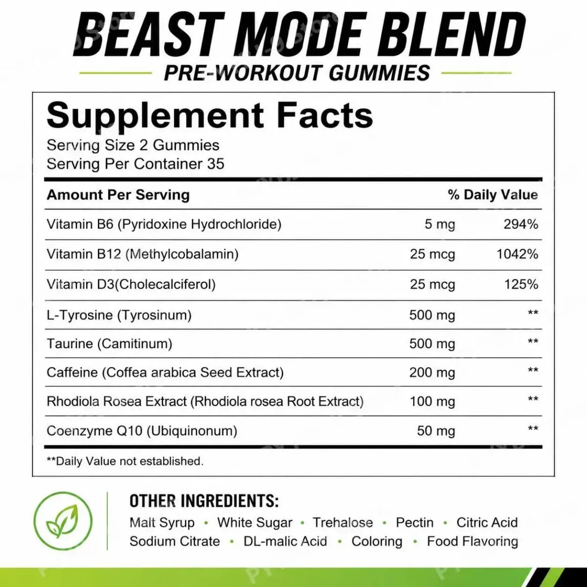 Docteat Beast Mode Blend Pre Workout Gummies Energy Focus & Endurance Support for Strength Training & Active Gym Days 70 Count — image 6