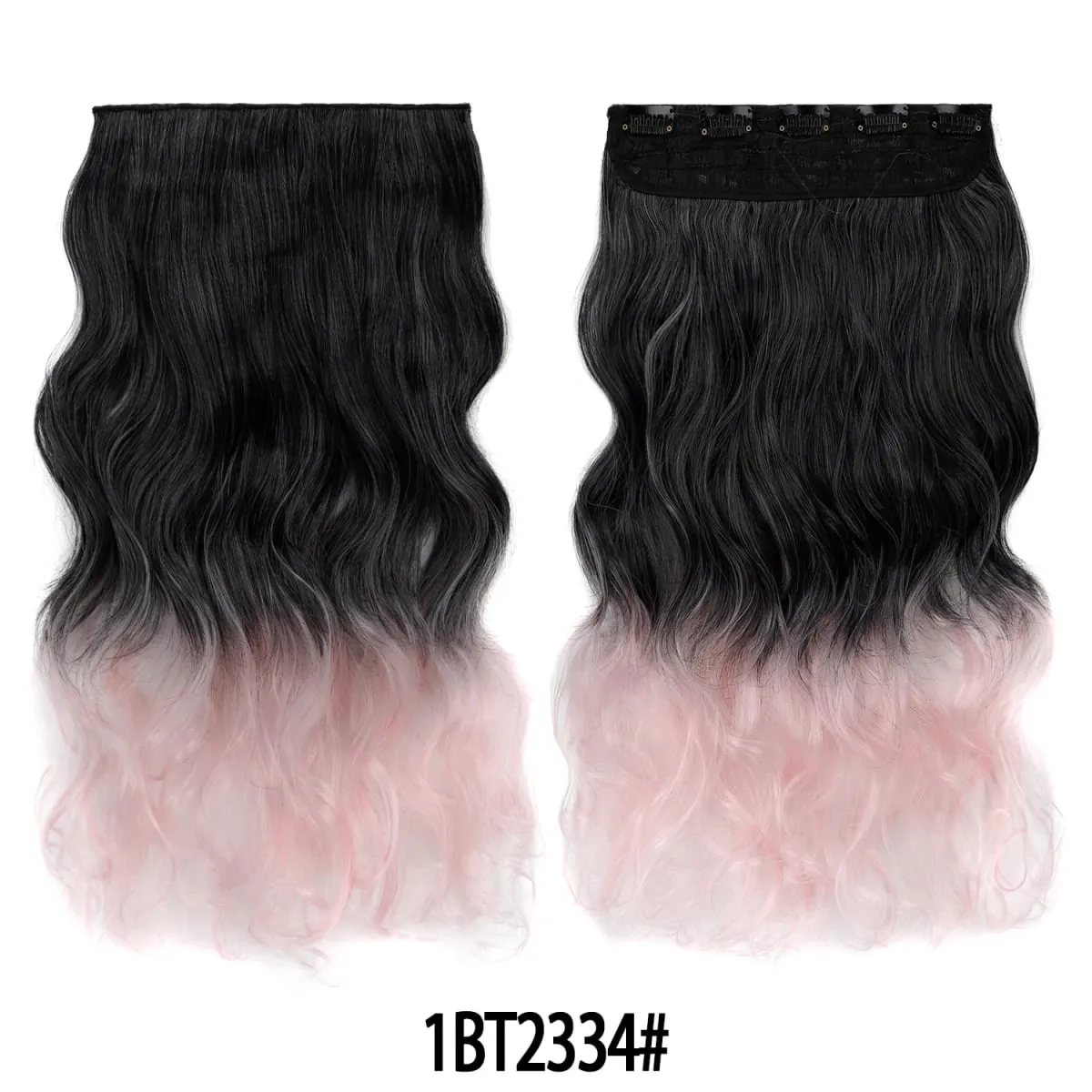 Jeedou uma peça 5 clipes ondulado ombre clipe em extensões de cabelo longo onda de água cabelo encaracolado sintético pedaço arco-íris colorido cabelo — image 16
