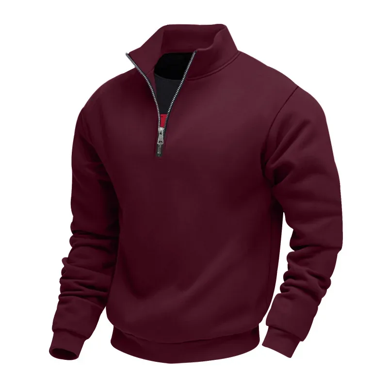 2026 New Fleece Lined Half Zip Sweatshirt for Men, Autumn Winter Solid Color Plus Size Casual Pullover Hoodie Daily Leisure Wear — image 42