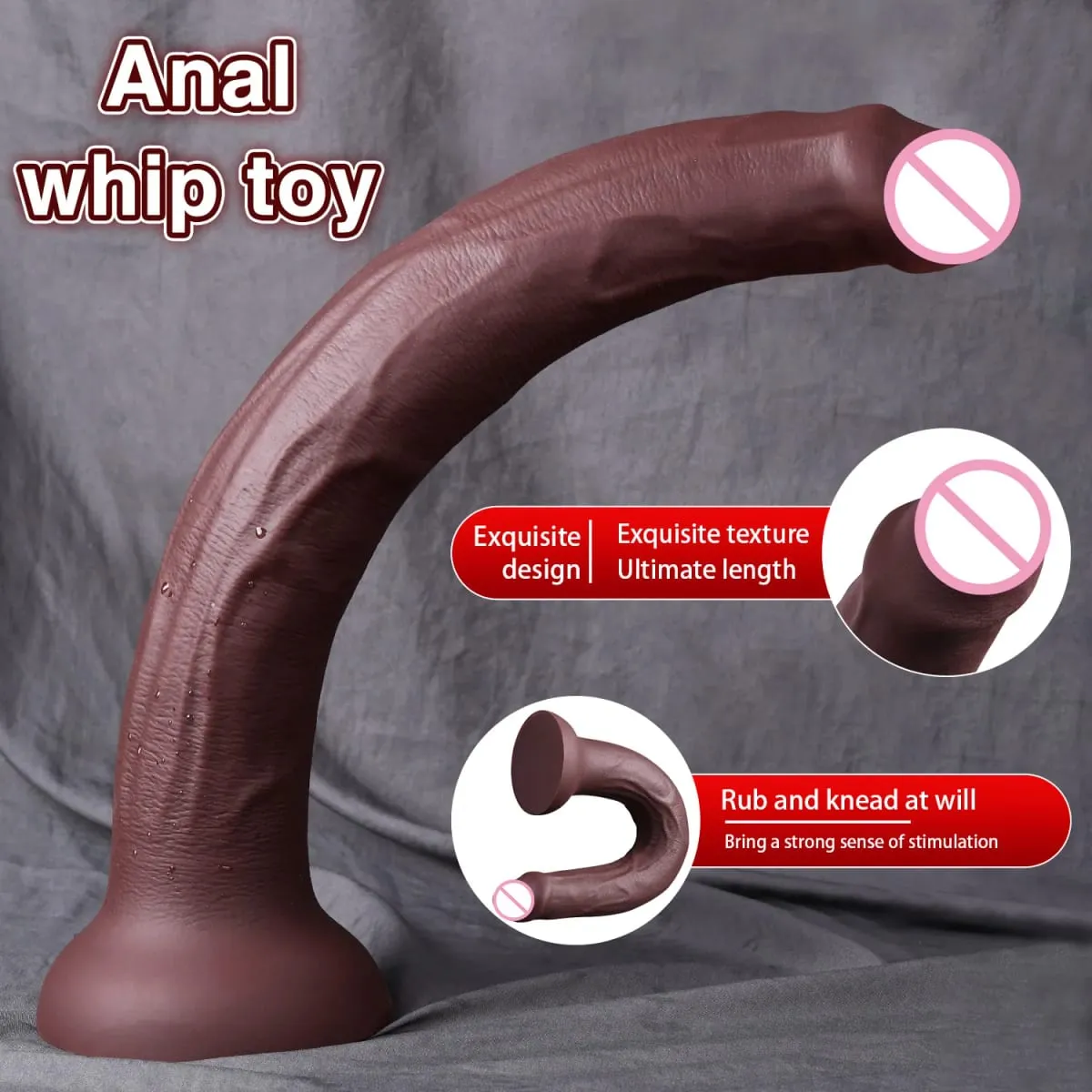 Mahabang Dildo Makatotohanang Hugis ng Ahas Single Layer Silicone Big Penis Soft Anal Sex Toys Suction Cup Dick para sa Babae G-spot Orgasm 18+ — image 5