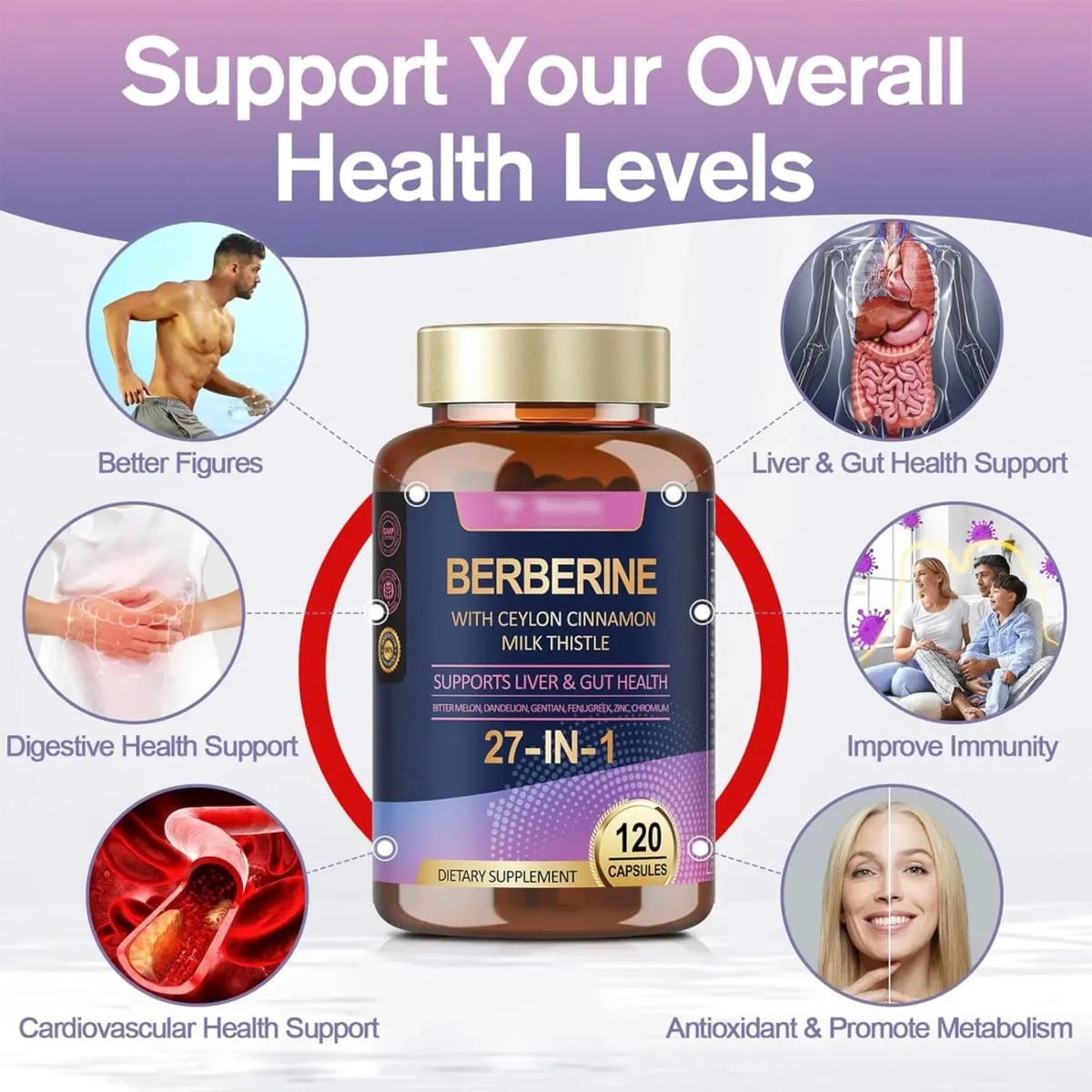Berberine Ceylon Cinnamon Milk Thistle Supplements - Antioxidant Supports Liver Digestion and Gut Health Boosts Immunity — image 2