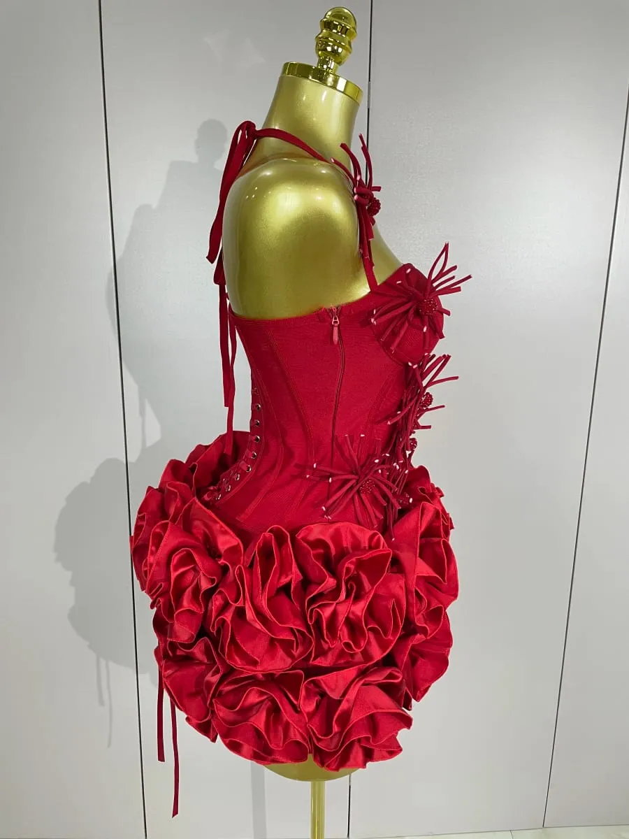 Sexy halter vestido de baile celebridade clube duas peças conjunto cocktail elegante moda feminina luxo festa aniversário vermelho preto bandagem outfit — image 4