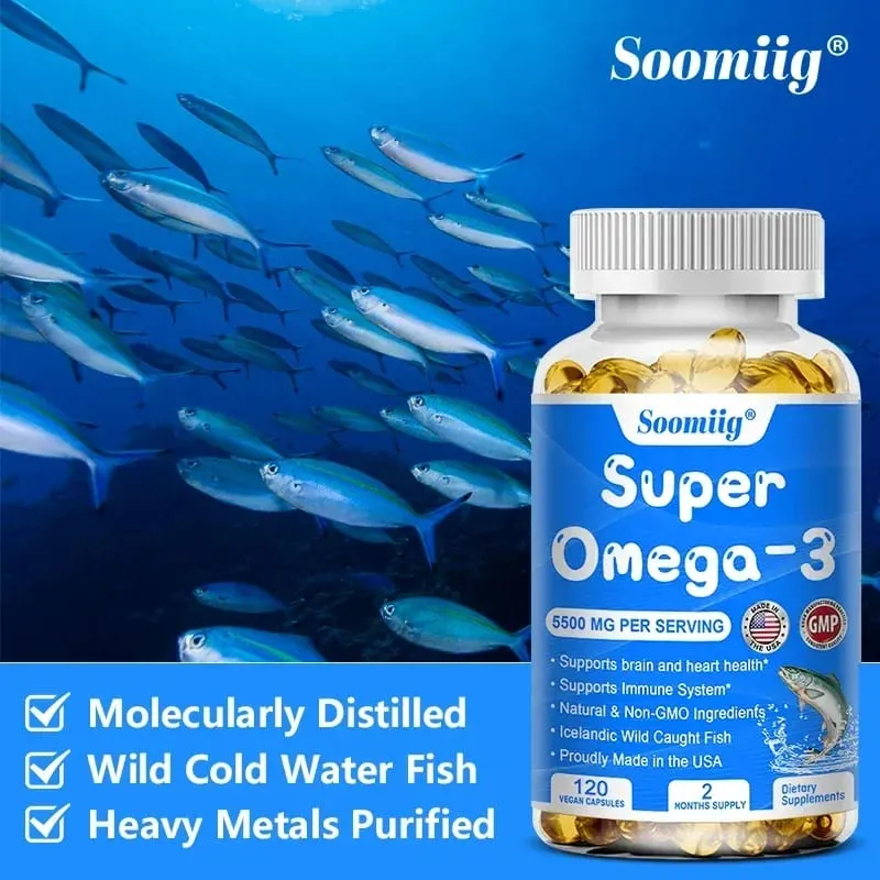 Vildfanget Super Strength Omega 3 Fiskeolie 120 Softgels 5500mg High EPA 1200mg DHA 900mg Ikke-GMO Glutenfrit kosttilskud — image 5