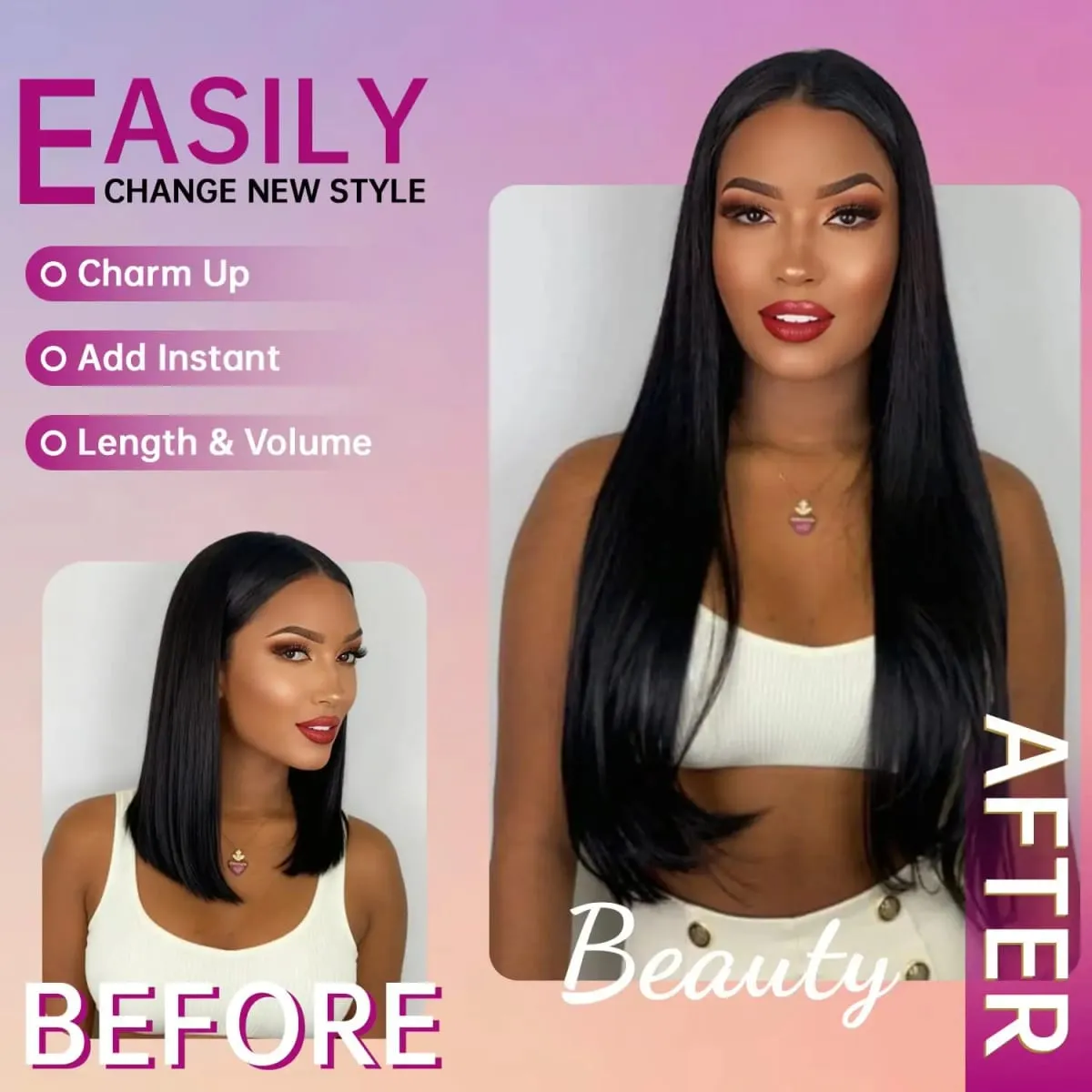 8pcs Clip In Hair Extensions Jet Black Straight Hair Rich Full Glossy Natural Finish For Various Looks 18 20 Inch — image 4