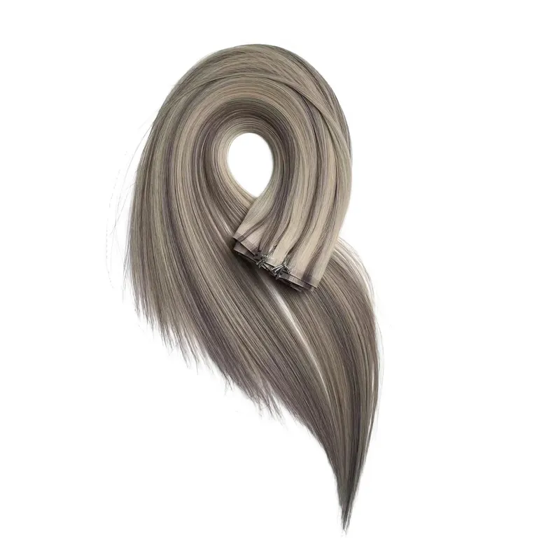 160g Thick PU Clip in Human Hair Extensions Seamless Weft Tape Clip on for Thick Raw Hair Invisible Hair Extensions