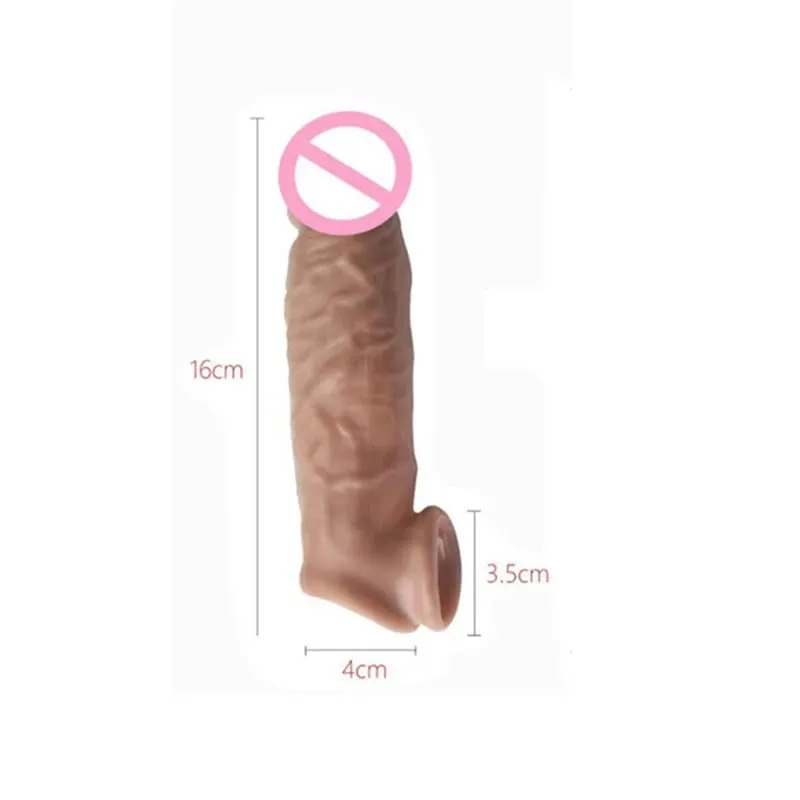 Realistisk Penisförlängning Cock Sleeve Återanvändbar Silikon Penisförstorare Fördröjning Kondomer För Män Dildo Enhancer Sexleksaker Erotisk butik