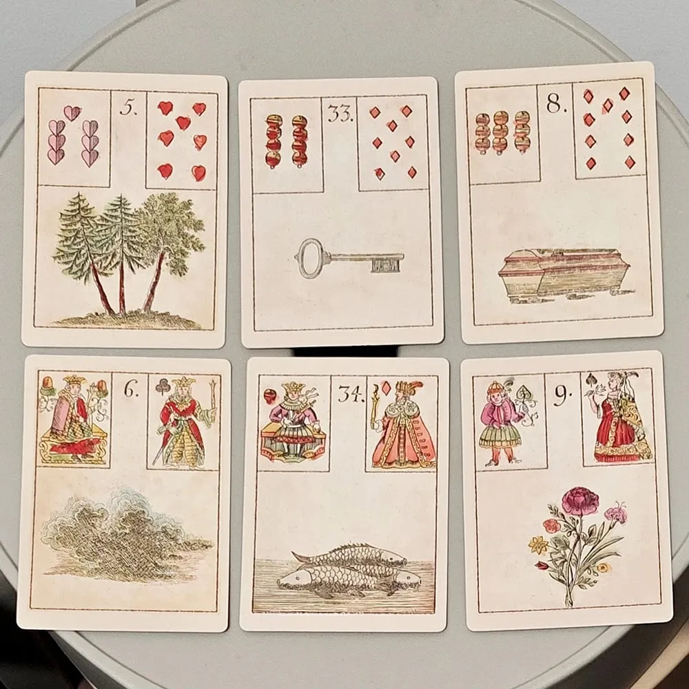 36 Card Fortune Telling Set 9*6cm Ur-Lenormand Oracle Cards - (The Game of Hope) - Vintage 18th Century Divination Deck
