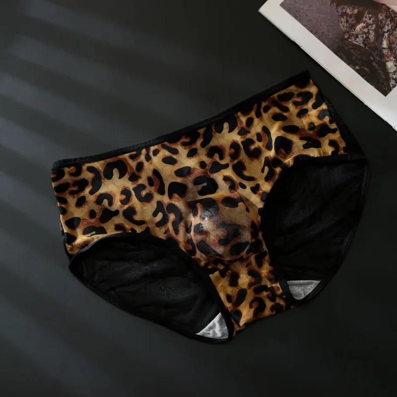 Men's Leopard Zebra Lace Brief 3D Contour Pouch High Rise Underpant High Elastic Sexy Male Underwear Breathable Sports Panties — image 24