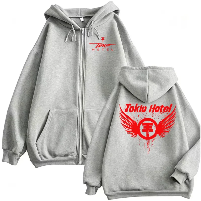 Tokio hotel banda música arena tour zíper hoodies masculino hip hop high street sweatshirts jaqueta casacos moda casual zip up hoodie — image 7