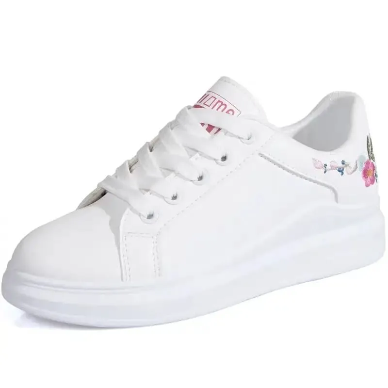 Shoes 2025 Women Running Spring Autumn Fashion White Breathable Embroidered Flower Lace-Up Casual Sneakers Zapatos De Mujer — image 5