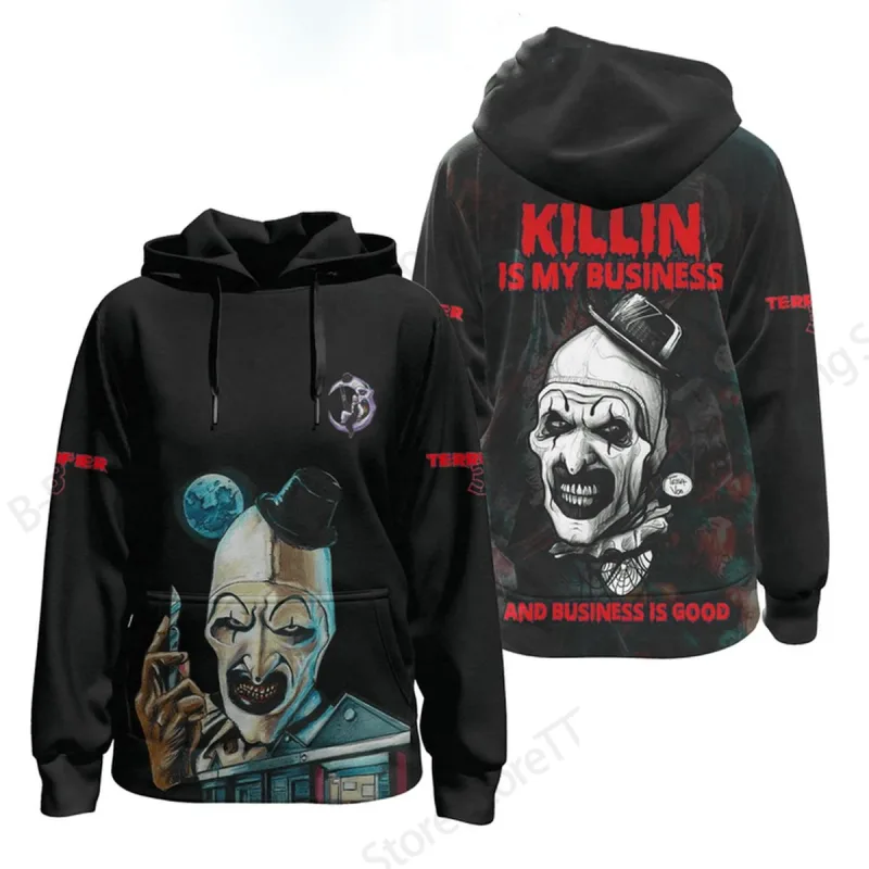 Horror Movie Terrifier Killer 3d Print Hoodie Men Women Fashion Long Sleeve Hoodies Halloween Coat Men Sweatshirt Winter Clothes — image 3