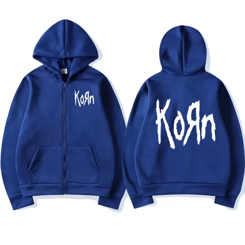 Korn Rock Band Letter Logo Zipper Hoodie Men's Metal Gothic Vintage Oversized Zip Up Hoodies Streetwear Punk Sweatshirts Jackets — image 16