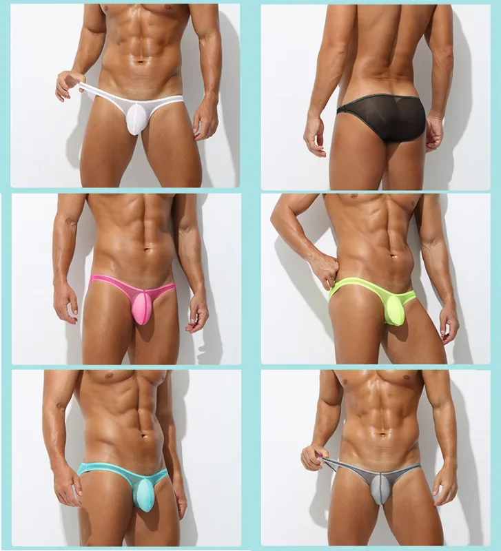 Men's Underwear Delicate Ice Silk Transparent Triangle Panties Personality Low Waist Briefs — image 3