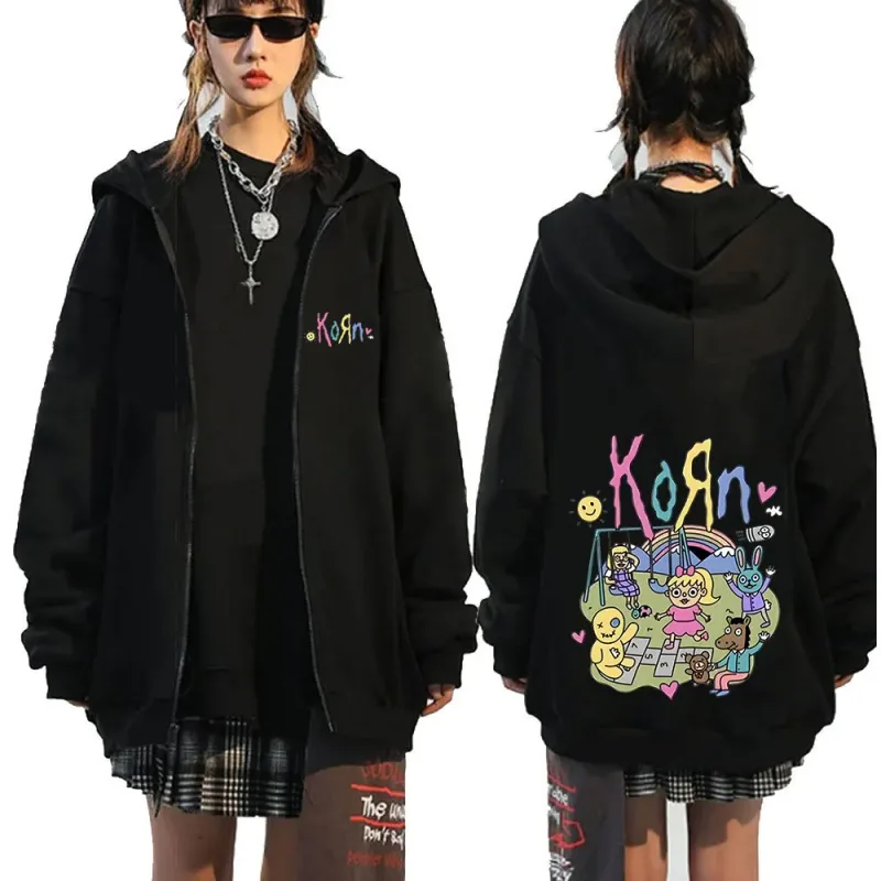 Korn Rock Band Letter Logo Zipper Hoodie Men's Metal Gothic Vintage Oversized Zip Up Hoodies Streetwear Punk Sweatshirts Jackets — image 20