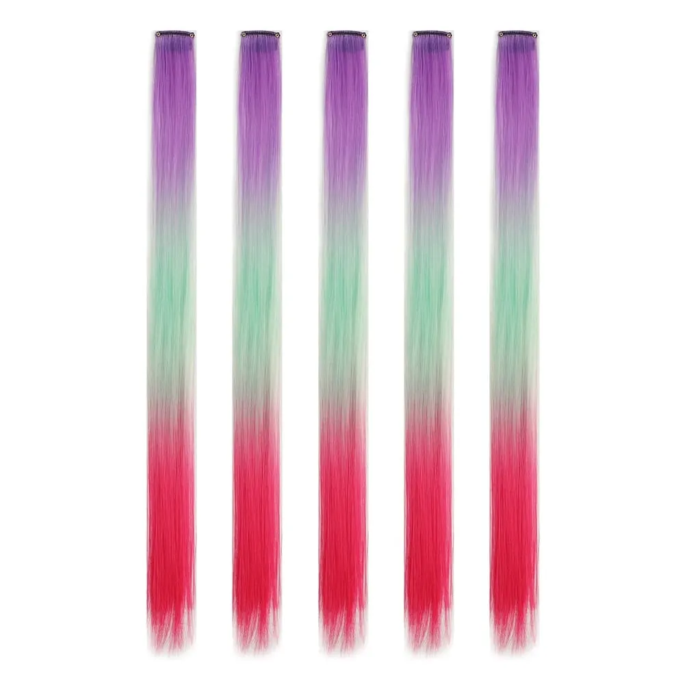 5PCS/set Clip in Hair Extensions Synthetic Hairpieces Colored Party Highlights for Girls 18 inches Multi-colors Straight Hair — image 30