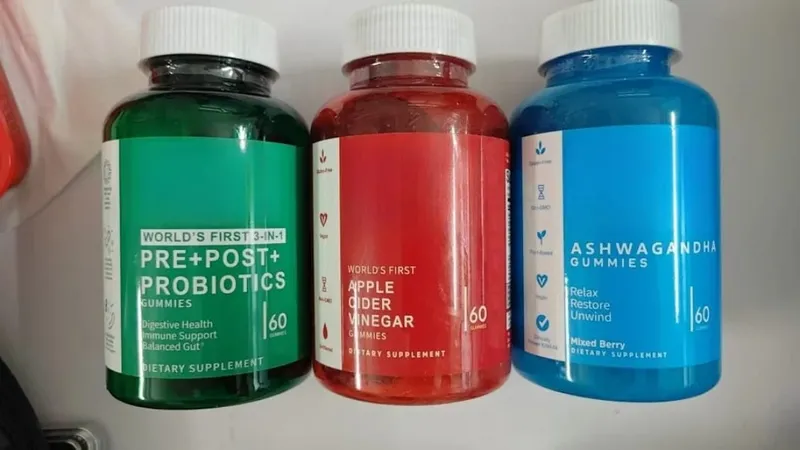 Conjunto de gomas de 3 pacotes: Ashwagandha para alívio do estresse, probióticos para a saúde intestinal + suplemento ACV Detox vegano sem glúten 60 ct cada — image 13