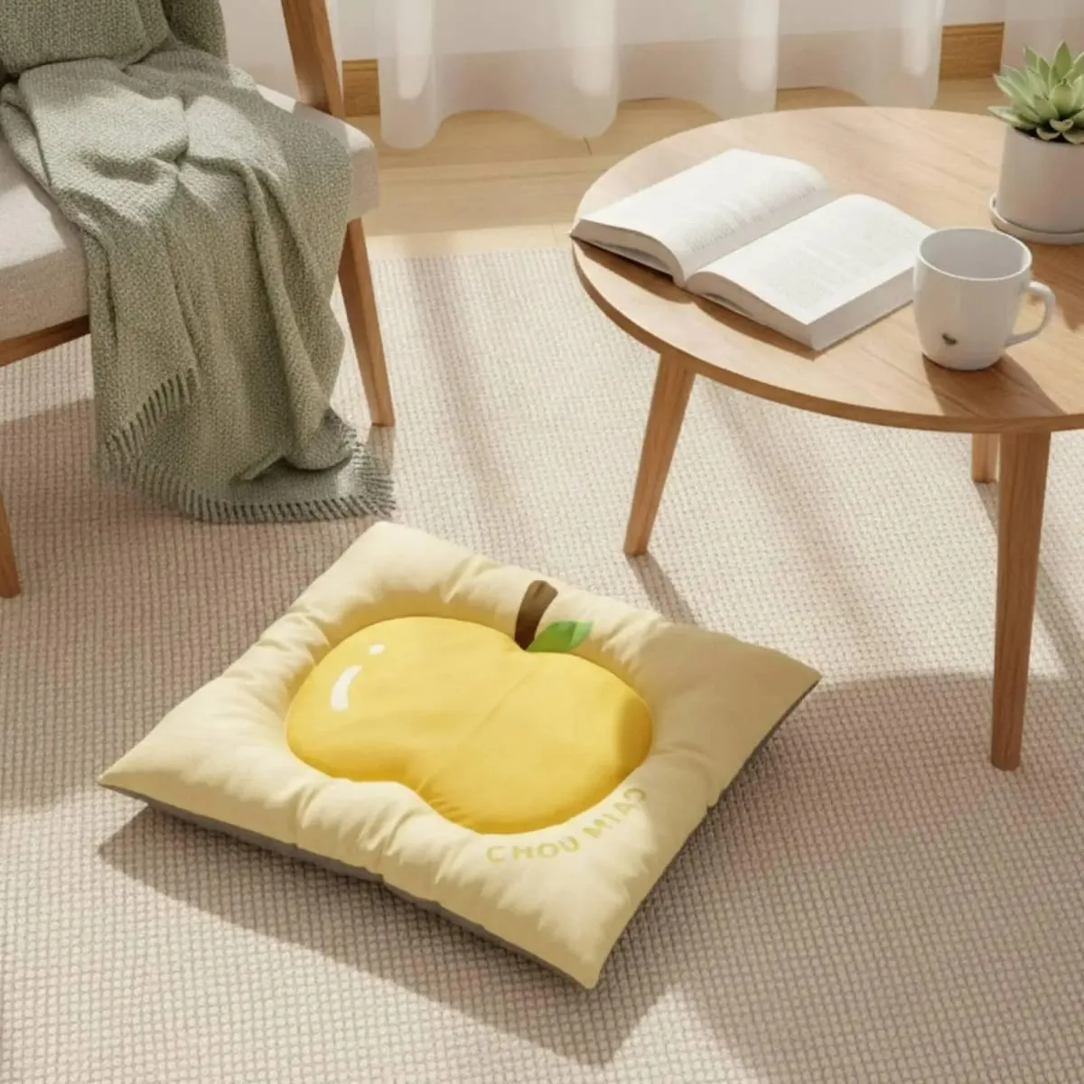 Washable Pet Mat with Padded Border Fruit Design Comfortable Sleeping Cushion for Small Dogs Cats Puppy Bedding Pet Supplies — image 3
