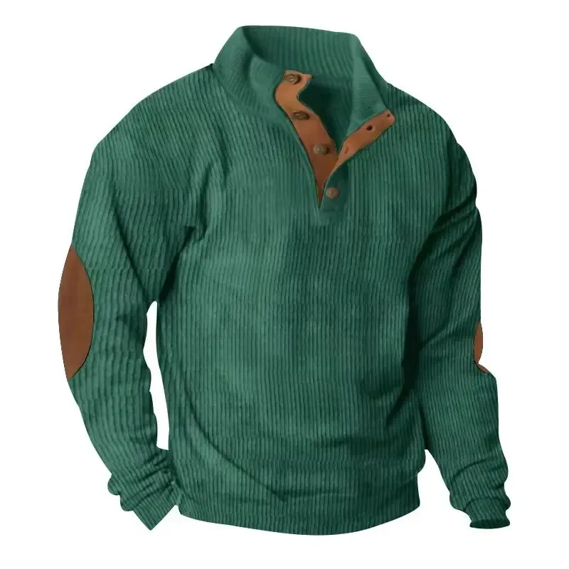 Men's Cargo Sweatshirt American Splicing Patch Pullover Men's Outdoor Jacket Corduroy Casual Long Sleeve Sweatshirt — image 3