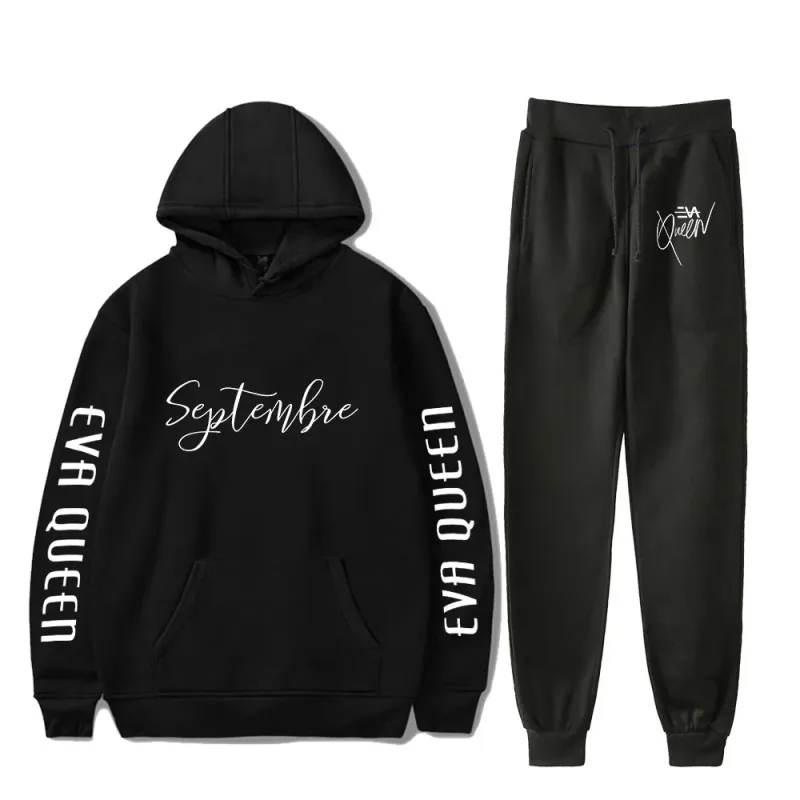 Hip Hop Bekväm Eva Queen Print Sweatshirt Träningsbyxor Kostym Huvtröjor+ Byxor Kostym Pojkar/Flickor 2-delat set Kläder — image 14