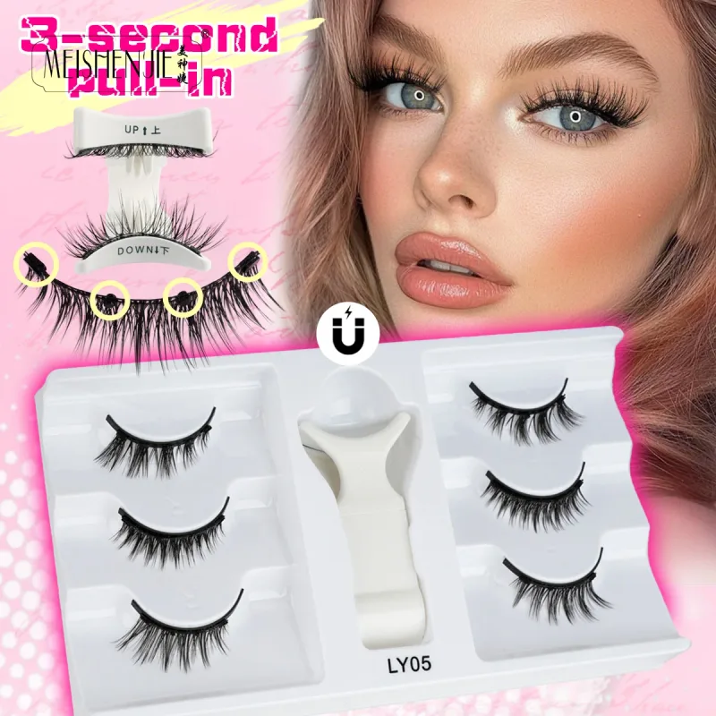 1/3 Pairs Magnetic Eye Lashes Handmade Eyelashes Soft Reusable Magnetic Lashes Natural Look 3D False Lashes Makeup Tweezers Set — image 20