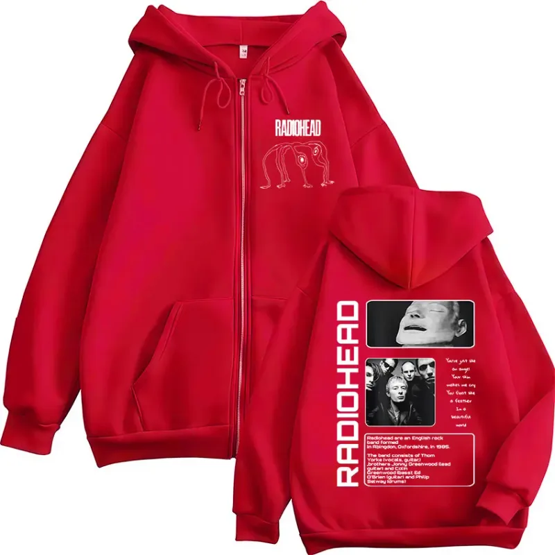 Rock Band Radiohead The Bends Zipper Hoodies Men's Fashion Hip Hop Vintage Zip Up Sweatshirts Jackets Coat Oversized Streetwear — image 3