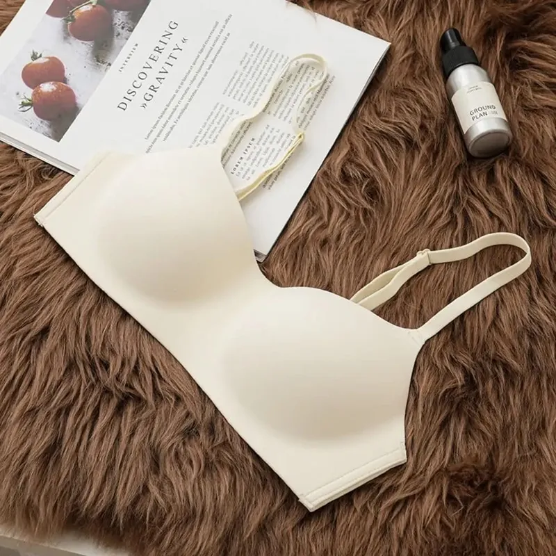 Soft Comfort Wireless Bra Breathable Fabric Thin Cup Push Up Bra Gathered Design Non-Wire Tube Top Bras Lingerie Beauty